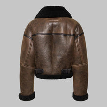 Load image into Gallery viewer, Women Dark Brown B3 Sheepskin Aviator Jacket