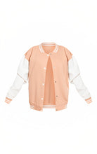 Load image into Gallery viewer, Women Pink Varsity Leather Bomber Jacket