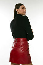 Load image into Gallery viewer, Women Red Genuine Leather Mini Skirt
