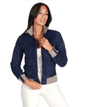Load image into Gallery viewer, Women Royal Blue Suede Bomber Leather Jacket