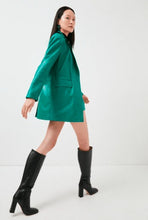 Load image into Gallery viewer, Women Sea Green Leather Blazer