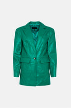 Load image into Gallery viewer, Women Sea Green Leather Blazer