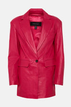 Load image into Gallery viewer, Women Single Breasted Pink Leather Blazer