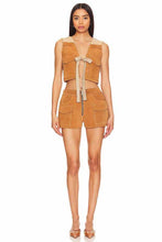 Load image into Gallery viewer, Women Sugar Tan Suede Leather Shorts