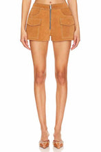 Load image into Gallery viewer, Women Sugar Tan Suede Leather Shorts