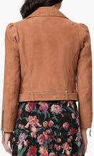 Load image into Gallery viewer, Women Tan Brown Suede Leather Biker Jacket