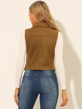 Load image into Gallery viewer, Women Tan Brown Suede Leather Biker Vest