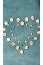 Load image into Gallery viewer, Women Turquoise Suede Leather Fringe Short