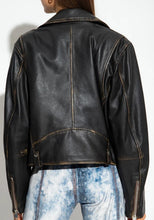 Load image into Gallery viewer, Women's Black Biker Vintage Leather Jacket