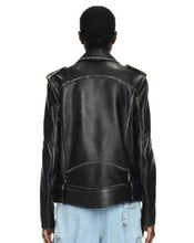 Load image into Gallery viewer, Women’s Black Vintage Biker Leather Jacket with Moto Style
