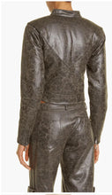 Load image into Gallery viewer, Women's Black Vintage Leather Motorcycle Jacket