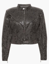 Load image into Gallery viewer, Women's Black Vintage Leather Motorcycle Jacket