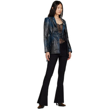 Load image into Gallery viewer, Women's Blue Distressed Leather Blazer