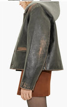Load image into Gallery viewer, Women's Classic Black Distressed Leather Jacket