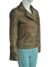 Load image into Gallery viewer, Women's Dirty Brown Distressed Leather Jacket