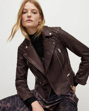 Load image into Gallery viewer, Women's Mahogany Red Distressed Biker Leather Jacket