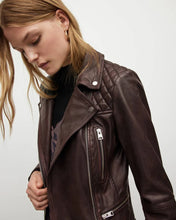 Load image into Gallery viewer, Women's Mahogany Red Distressed Biker Leather Jacket