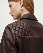 Load image into Gallery viewer, Women's Mahogany Red Distressed Biker Leather Jacket