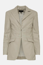Load image into Gallery viewer, Women’s White Leather Blazer with Zipper Closure