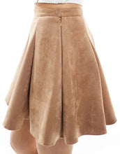 Load image into Gallery viewer, Beige Suede Leather Mini Skirt For Women