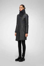 Load image into Gallery viewer, best womens matte black sheepskin leather coat