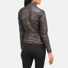 Load image into Gallery viewer, Women's Black Vintage Motorcycle Leather Jacket
