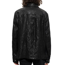 Load image into Gallery viewer, Stylish Black Creased Lambskin Leather Men&#39;s Shirt
