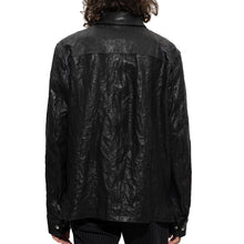 Load image into Gallery viewer, Stylish Black Creased Lambskin Leather Men's Shirt