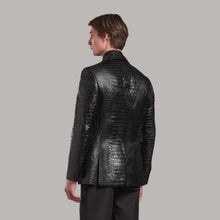 Load image into Gallery viewer, Black Crocodile Embossed Leather Blazer for Men