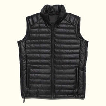 Load image into Gallery viewer, Black Men’s Leather Puffer Vest