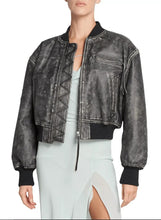 Load image into Gallery viewer, Black Vintage Bomber Leather Jacket for Women