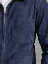 Load image into Gallery viewer, Blue Suede Cafe Racer Leather Jacket for Men