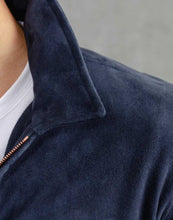 Load image into Gallery viewer, Blue Suede Cafe Racer Leather Jacket for Men