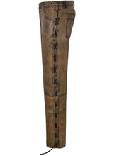 Load image into Gallery viewer, Brown Biker Leather Trousers for Men