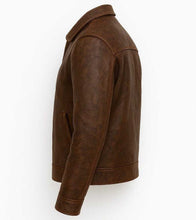 Load image into Gallery viewer, Men’s Classic Brown Distressed Bomber Leather Jacket