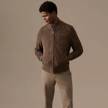 Load image into Gallery viewer, Brown suede Bomber Jacket For Men