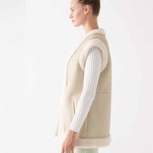 Load image into Gallery viewer, buy womens leather shearling vest in white