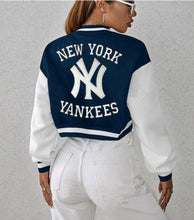 Load image into Gallery viewer, Custom Cropped Varsity Jacket – New York Yankees Jacket
