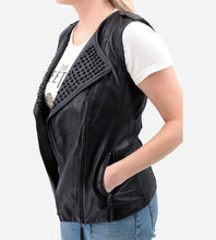 Load image into Gallery viewer, Black Studded Leather Vest for Women
