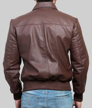 Load image into Gallery viewer, Men's Brown Genuine Leather Fonzie Jacket with Rib Knit Cuffs Classic Vintage Style