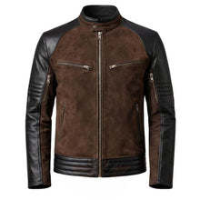 Load image into Gallery viewer, Men's Dark Brown Suede Leather Johnny Cage Jacket with Mortal Kombat 2 Cosplay Style and Premium Finish