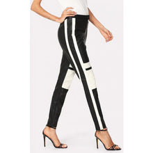 Load image into Gallery viewer, Ladies Two Tone Black & White Leather Pants for Fall