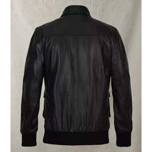 Load image into Gallery viewer, Men Black Lambskin Leather Bomber Jacket with Custom Flight Fit