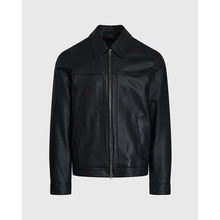Load image into Gallery viewer, Men Black Lambskin Leather Racer Jacket with Moto Biker Style