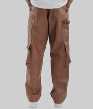 Load image into Gallery viewer, Men Brown Carpenter Leather Pants