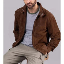 Load image into Gallery viewer, Men Brown Suede Leather Bomber Jacket with Classic Flight Design