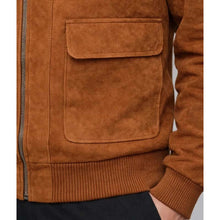Load image into Gallery viewer, Men Brown Suede Leather Bomber Jacket with Classic Flight Fit