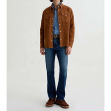Load image into Gallery viewer, Men Brown Suede Leather Shirt Jacket with Custom Tailored Style