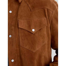 Load image into Gallery viewer, Men Brown Suede Leather Shirt Jacket with Custom Tailored Style