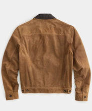 Load image into Gallery viewer, Men Brown Suede Leather Trucker Jacket – Custom Made